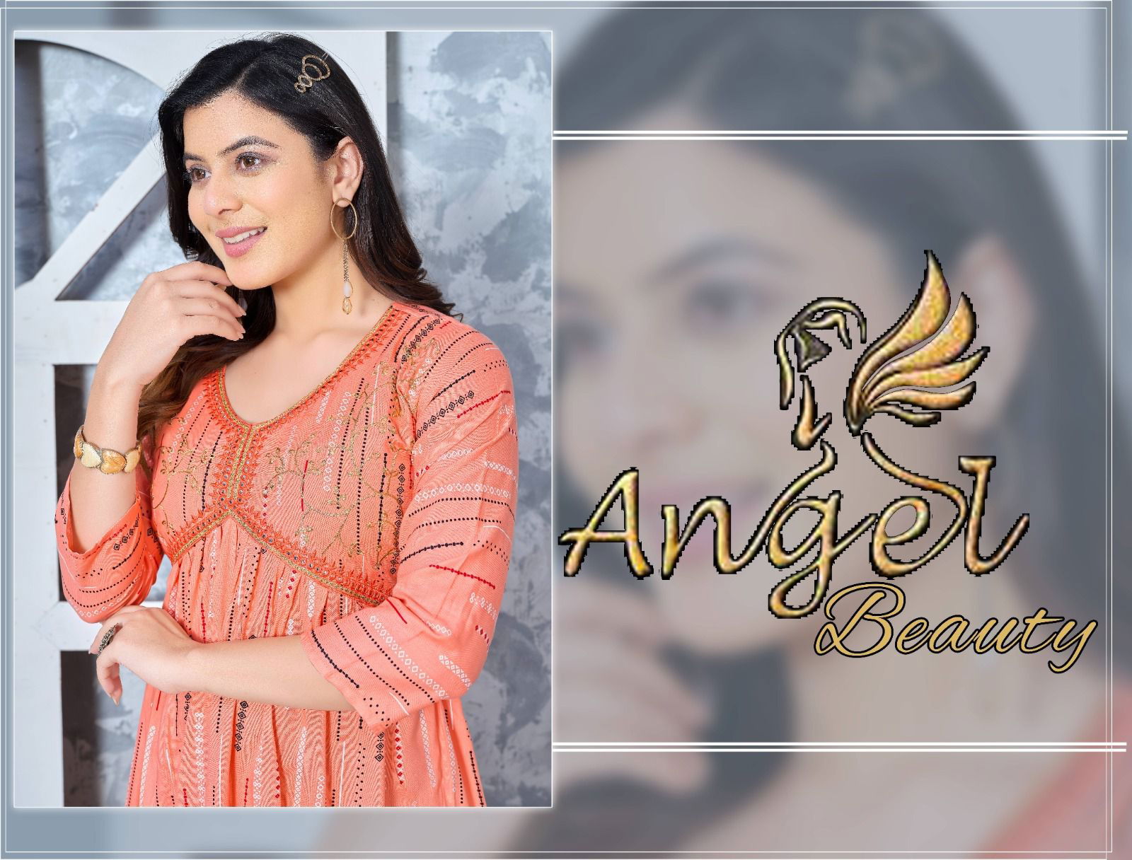 Golden Angel Beauty Alia Cut Anarkali Kurtis Catalog
